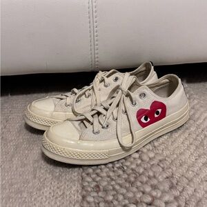 Comme des Garcons PLAY Cream and Red Sneakers